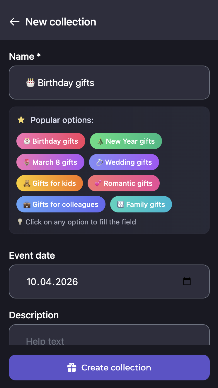 wishdo.io mobile app interface screenshot